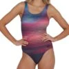 Speedo Digital Placement U-Back Damen Badeanzug Blau/rosa/gelb