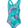 Bademode Speedo Tribe Ldol Allover Splashback Blau Lila Mädchen -Schwimmsport Verkauf 8 07386B850 A