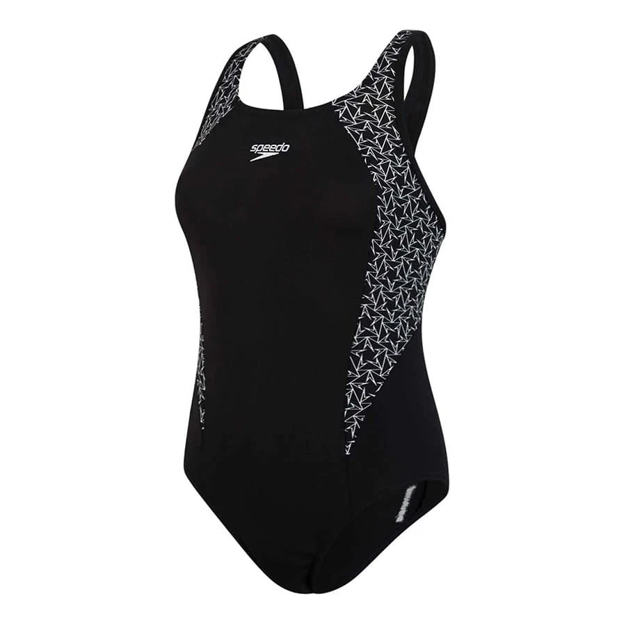 Speedo BoomStar Splice Flyback Damen Badeanzug Schwarz/weiß 3 Speedo BoomStar Splice Flyback Damen Badeanzug Schwarz/weiß