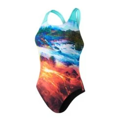 Badehose Speedo LavaFlash Digital Powerback Rot/blau/grün Damen