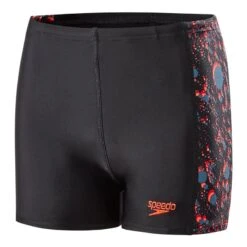 Bademode Speedo Paintblast Allover Panel Aquashort Schwarz Rot Kind