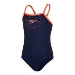 Bademode Speedo Gala Logo Thinstrap Muscleback Blaues Korallenmädchen