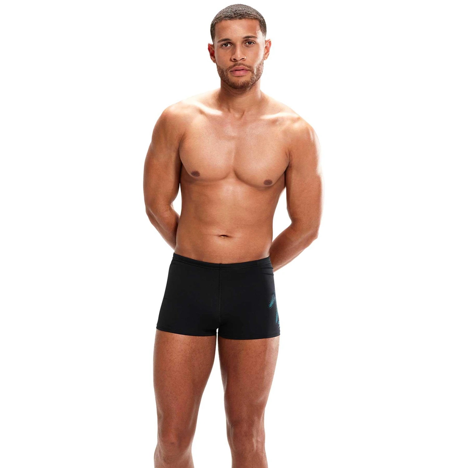 Speedo Hyper Boom Placement Aquashort Badehose Schwarz/hellblau 3 Speedo Hyper Boom Placement Aquashort Badehose Schwarz/hellblau