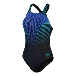 Speedo Medalist Digital Placement Damen Badeanzug Schwarz/marineblau/grün/türkis