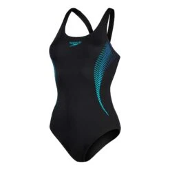 Speedo Placement Muscleback Damen Badeanzug Schwarz/türkis/marineblau