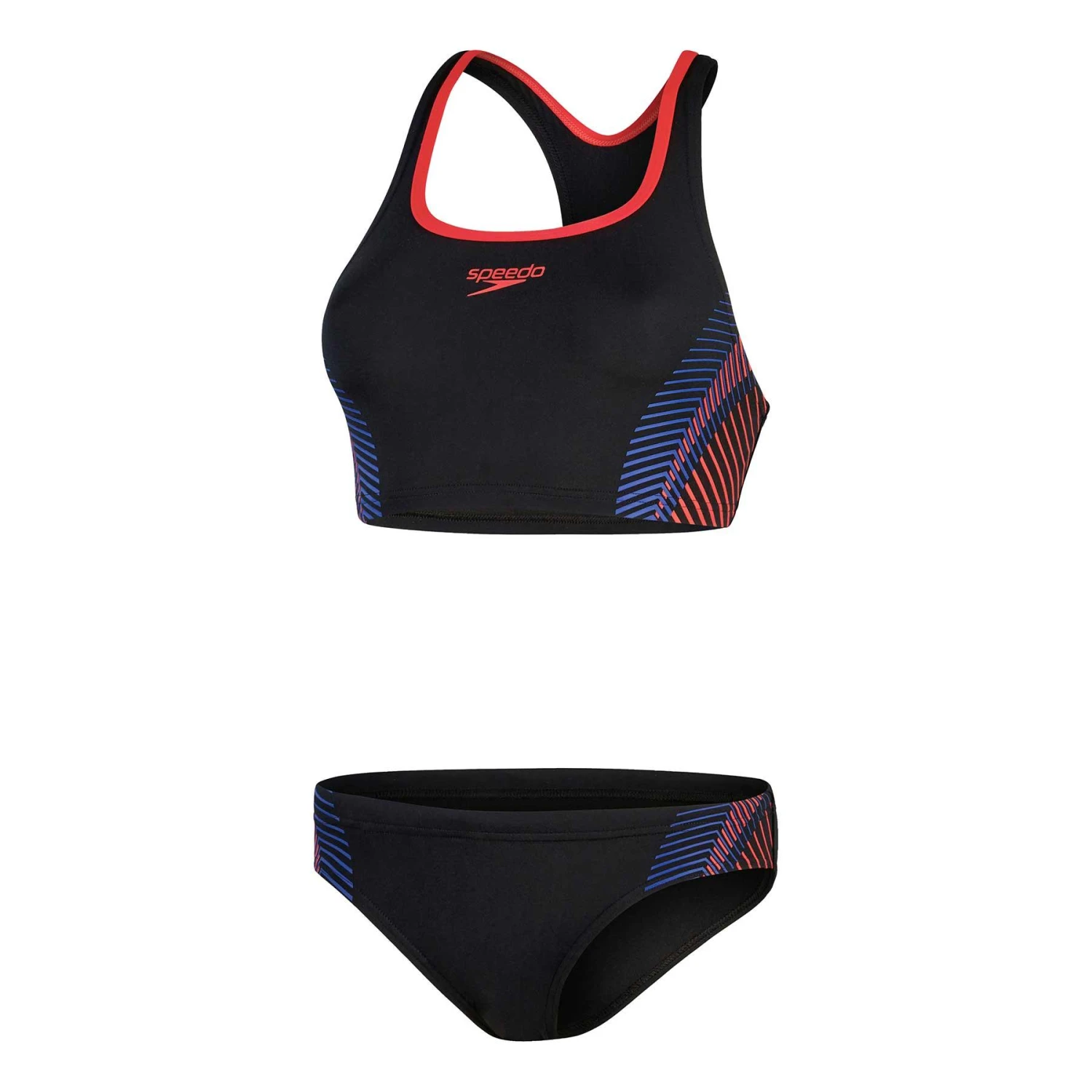 Speedo Placement Racerback Damen Bikini Schwarz/rot/marineblau 3 Speedo Placement Racerback Damen Bikini Schwarz/rot/marineblau