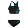 Speedo Placement Racerback Damen Bikini Schwarz/hellblau/marineblau -Schwimmsport Verkauf so 8 00306014835 001