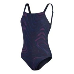 Speedo Amberglow Shaping Damen Badeanzug Dunkelviolett/rosa/blau
