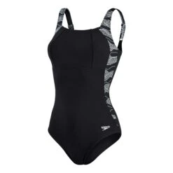 Speedo Lunalustre Printed Shaping Damen Badeanzug Schwarz/weiß