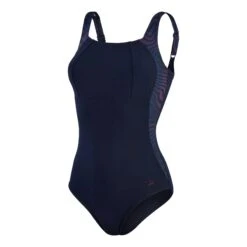 Speedo Lunalustre Printed Shaping Damen Badeanzug Dunkelblau/lila