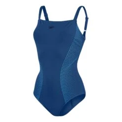 Speedo Crystallux Printed Shaping Damen Badeanzug Marineblau/hellblau