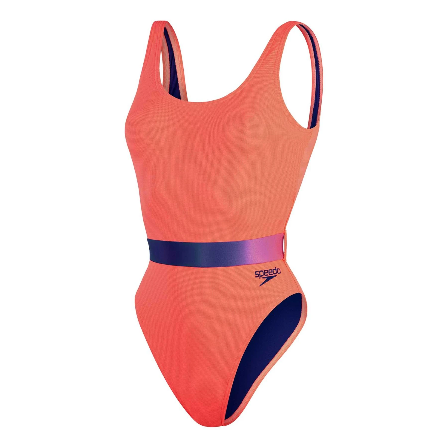 Speedo Belted Deep U-Back Damen Badeanzug Orange/lila 3 Speedo Belted Deep U-Back Damen Badeanzug Orange/lila