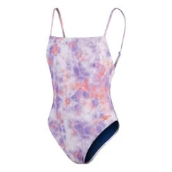 Speedo Printed Thinstrap Adjustable Damen Badeanzug Pastelllila/rot-orange/weiß