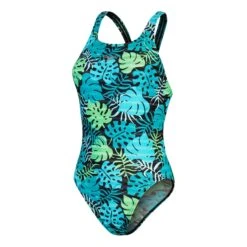 Speedo AllOver Digital LeaderBack Damen Badeanzug Hellblau/grün/schwarz