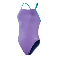 Speedo Solid Lattice-Back Damen Badeanzug Helllila/hellblau