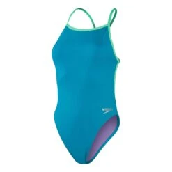 Speedo Solid VBack Damen Badeanzug Türkis/grün