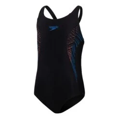Speedo Plastisol Placement Muscleback Mädchen Badeanzug Schwarz