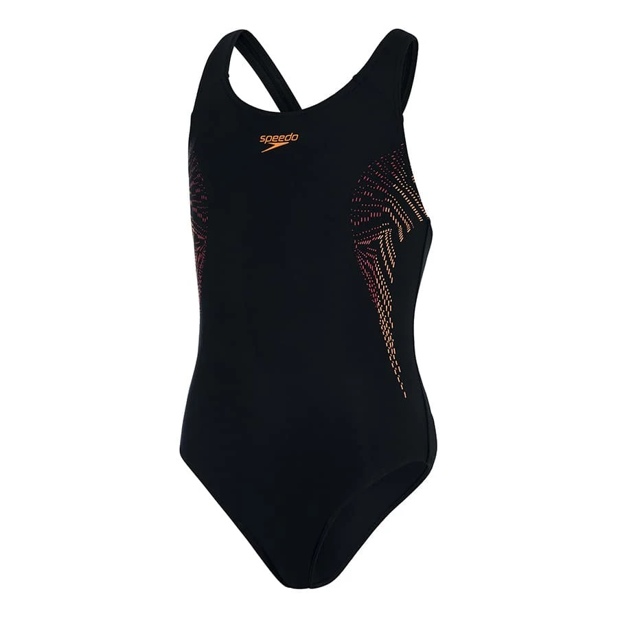 Speedo Plastisol Placement Muscleback Mädchen Badeanzug Schwarz/rosa 3 Speedo Plastisol Placement Muscleback Mädchen Badeanzug Schwarz/rosa