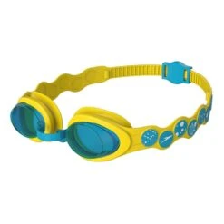 Speedo Spot Goggle Kinder Schwimmbrille Gelb/blau Mit Grünen Gläsern