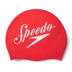 Speedo Big Logo Placement Schwimmkappe Tiefrot/weiß