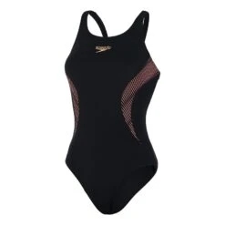 Speedo Placement Muscleback Damen Badeanzug Schwarz/weiß