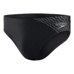 Speedo Medley Logo 7cm Brief Badehose Schwarz/grau