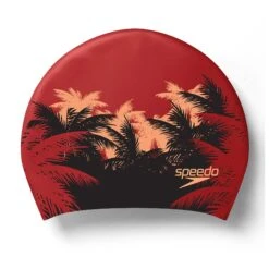 Speedo Long Hair Printed Schwimmkappe Rot/schwarz/hellorange