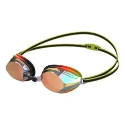 Speedo Vengeance Mirror Kinder Schwimmbrille Grün/schwarz Mit Verspiegelten Oragenen Gläsern