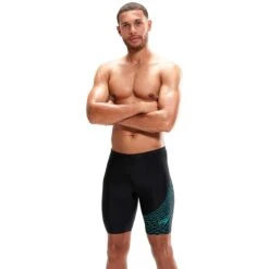 Speedo Medley Logo Wave Badehose Schwarz/hellblau