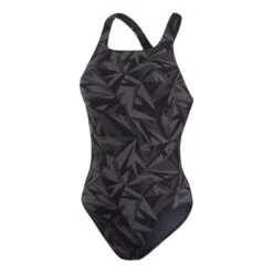 Speedo Hyperboom Allover Medalist Damen Badeanzug Schwarz/grau