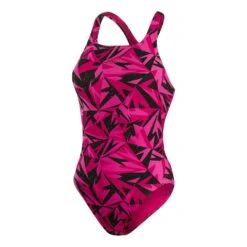 Speedo Hyperboom Allover Medalist Damen Badeanzug Schwarz/rosa