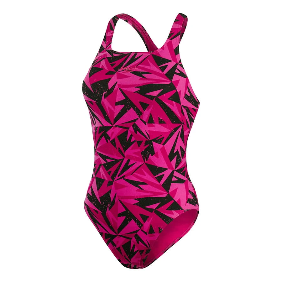 Speedo Hyperboom Allover Medalist Damen Badeanzug Schwarz/rosa 3 Speedo Hyperboom Allover Medalist Damen Badeanzug Schwarz/rosa