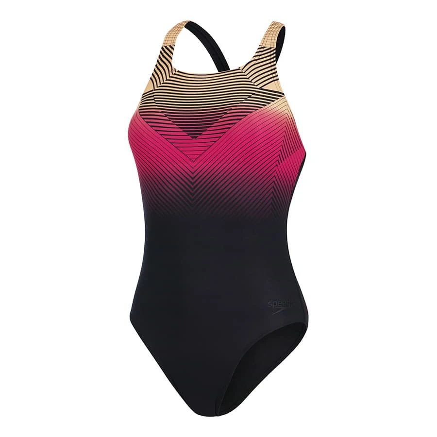 Speedo Digital Placement Medalist Damen Badeanzug Schwarz/magenta 3 Speedo Digital Placement Medalist Damen Badeanzug Schwarz/magenta