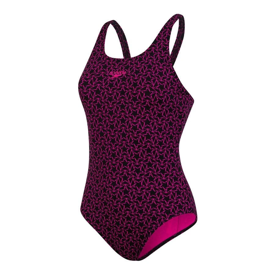 Speedo BoomStar Allover Muscleback Damen Badeanzug Rosa/schwarz 3 Speedo BoomStar Allover Muscleback Damen Badeanzug Rosa/schwarz