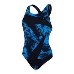 Speedo BoomStar Placement Flyback Damen Badeanzug Blau/schwarz