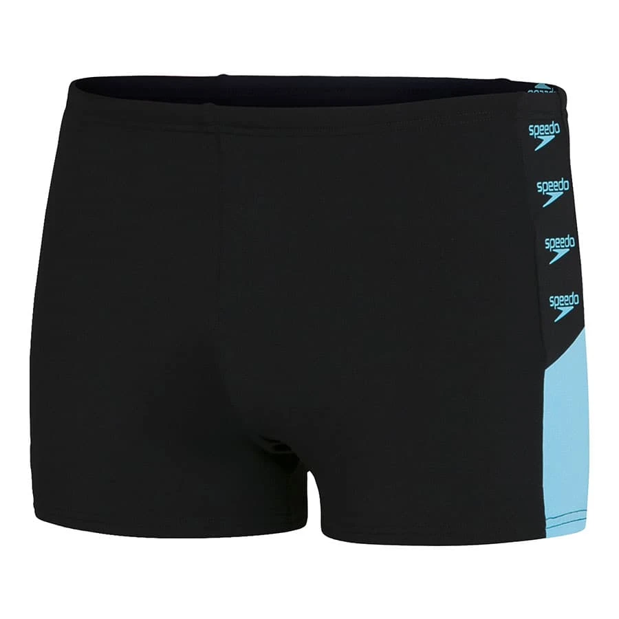 Speedo Boom Logo Splice Aquashort Badehose Schwarz/blau 3 Speedo Boom Logo Splice Aquashort Badehose Schwarz/blau