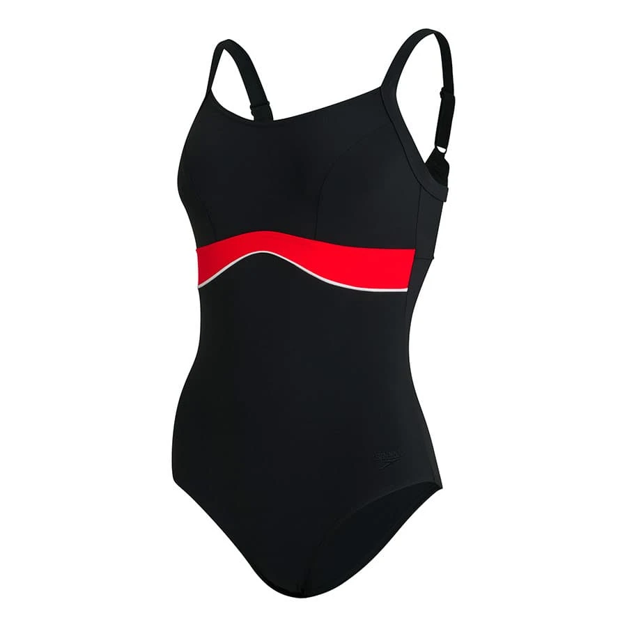 Speedo Salacia Clipback Shaping Damen Badeanzug Schwarz/rot 3 Speedo Salacia Clipback Shaping Damen Badeanzug Schwarz/rot